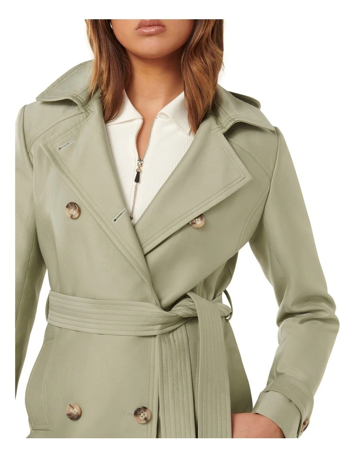 Alicia Short Hooded Trench Coat in Green