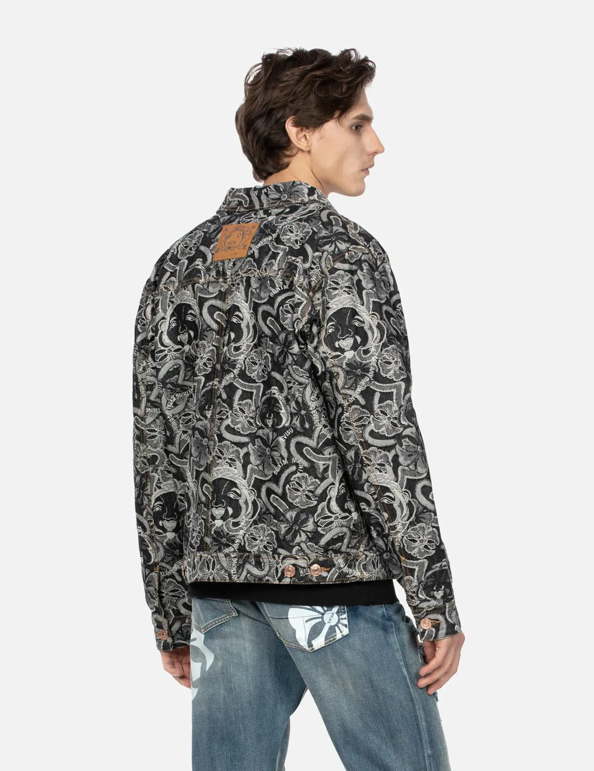 Allover Godhead and Kamon Jacquard Relax Fit Denim Jacket