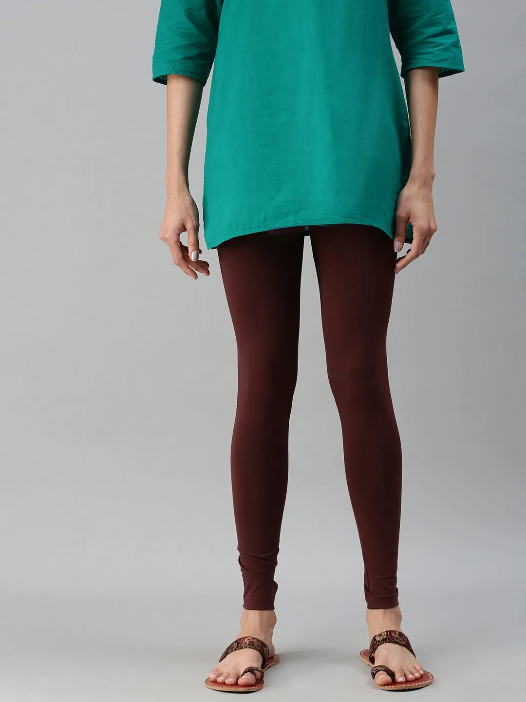 Ankle Length Leggings Cotton-Coffee Brown