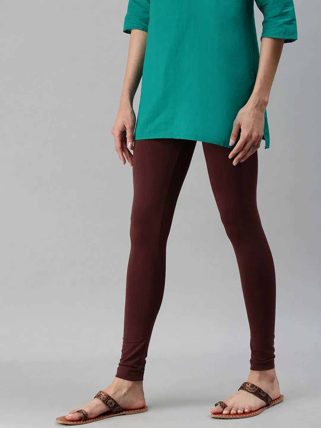 Ankle Length Leggings Cotton-Coffee Brown