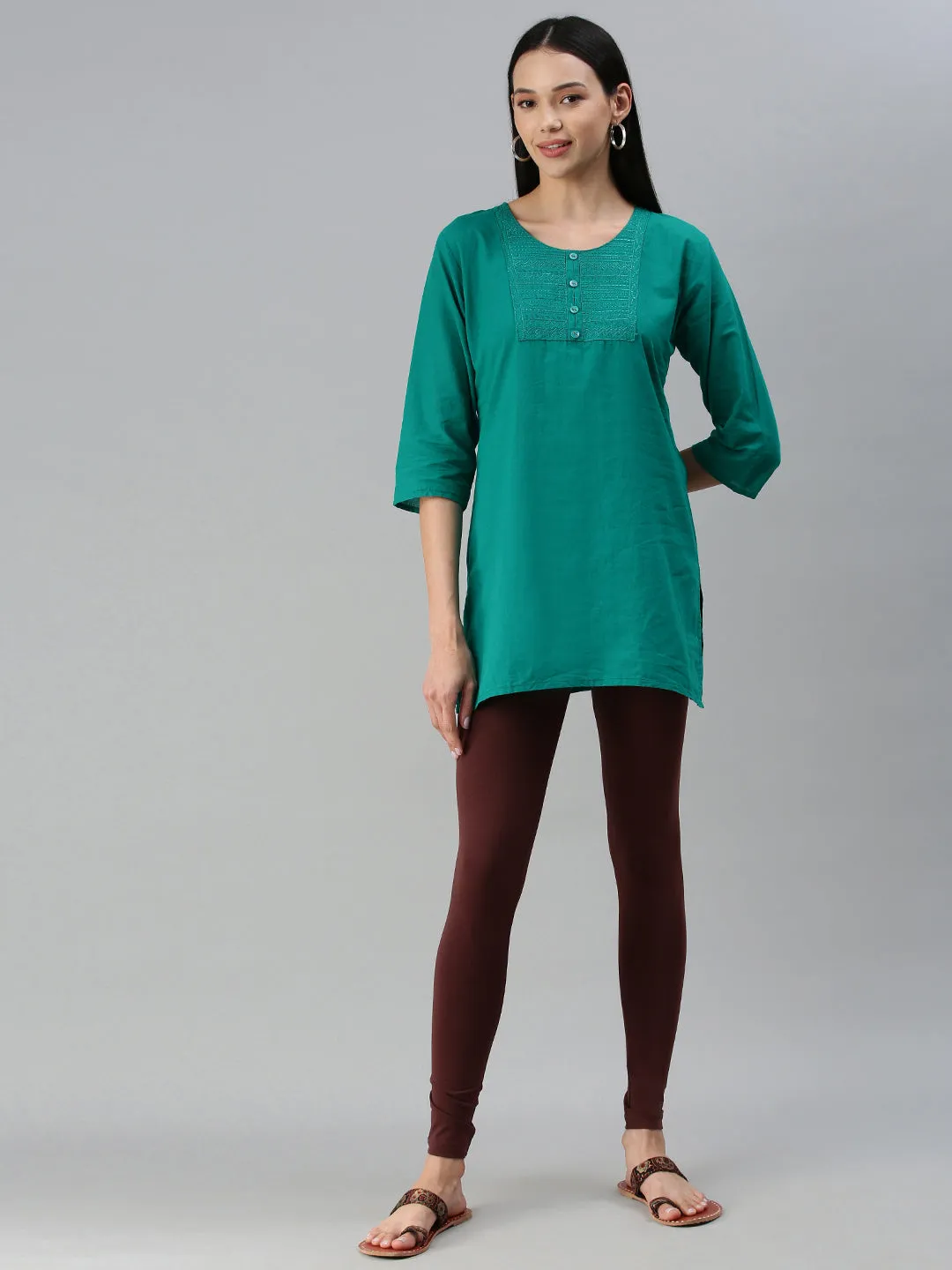 Ankle Length Leggings Cotton-Coffee Brown