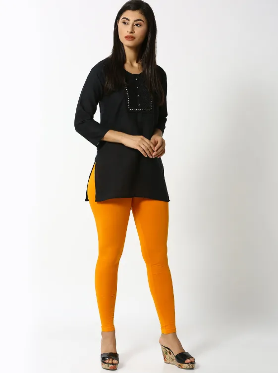 Ankle Length Leggings Cotton-Dark Yellow