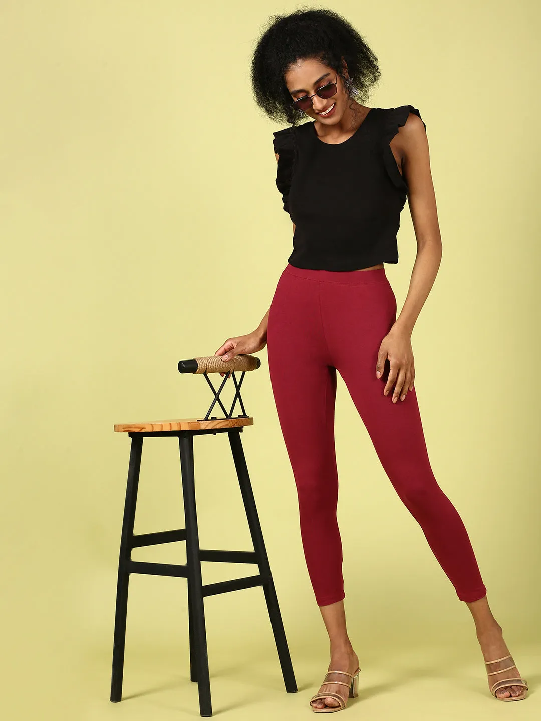 Ankle Length Leggings Viscose-Wine