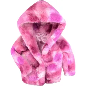 Appaman Cleo Hooded Faux Fur Camo Coat, Pink Fizz