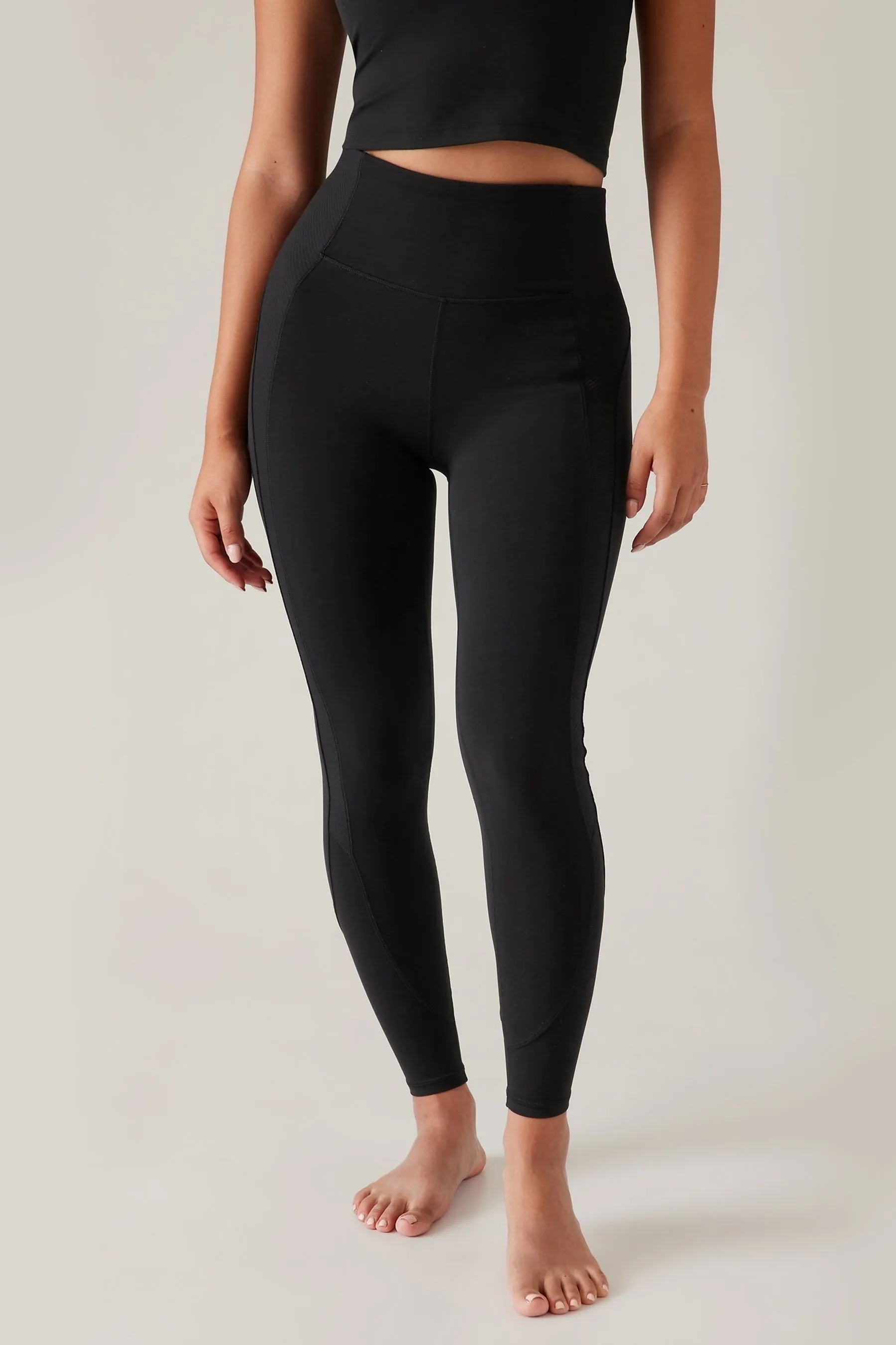 Athleta Black Elation Rib Mix Leggings