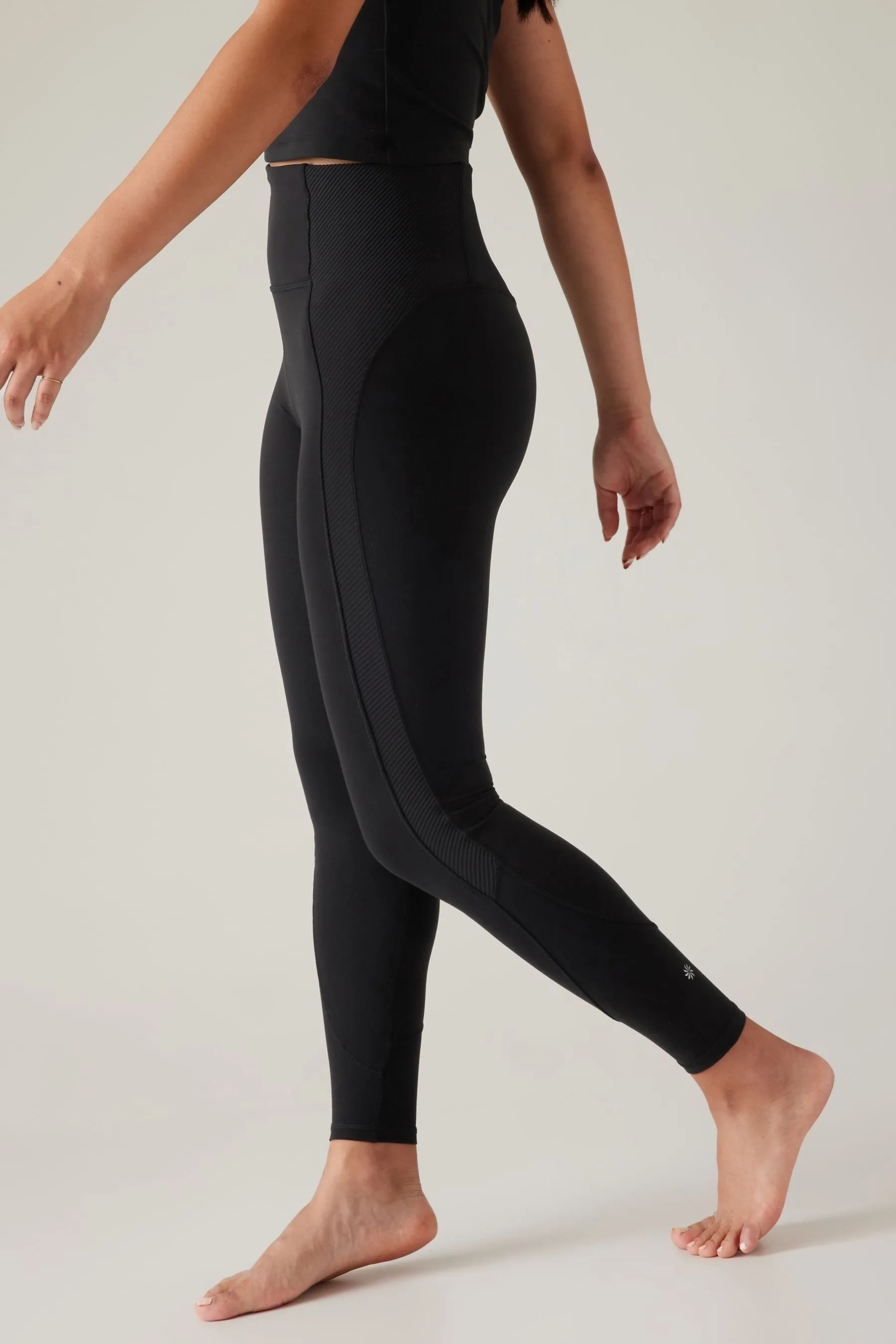 Athleta Black Elation Rib Mix Leggings