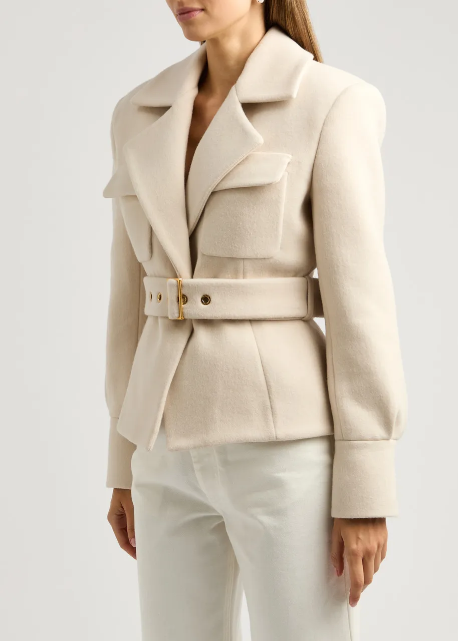 BALMAIN Belted wool and cashmere-blend coat  -                         -                     -                