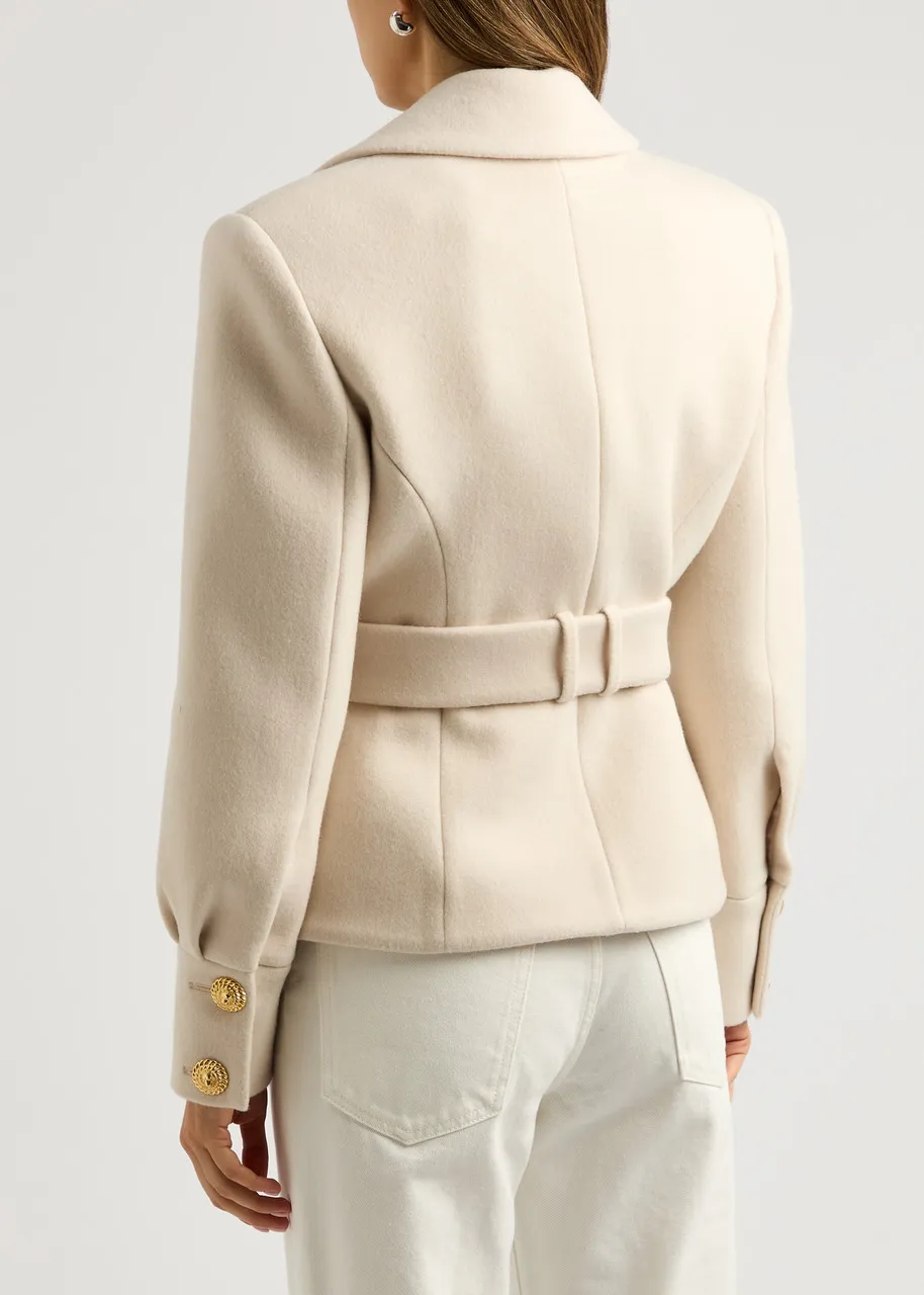 BALMAIN Belted wool and cashmere-blend coat  -                         -                     -                