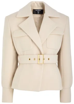 BALMAIN Belted wool and cashmere-blend coat  -                         -                     -                