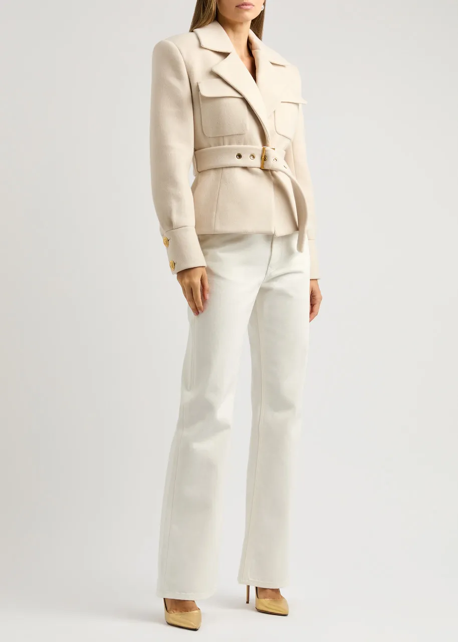 BALMAIN Belted wool and cashmere-blend coat  -                         -                     -                