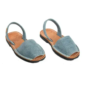 Basic Open Toe Leather Menorcan Sandal For Kids - Iker 1097 Denim