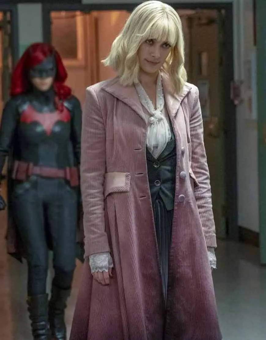 Batwoman Rachel Skarsten Corduroy Coat | Beth Kane Pink Trench Coat