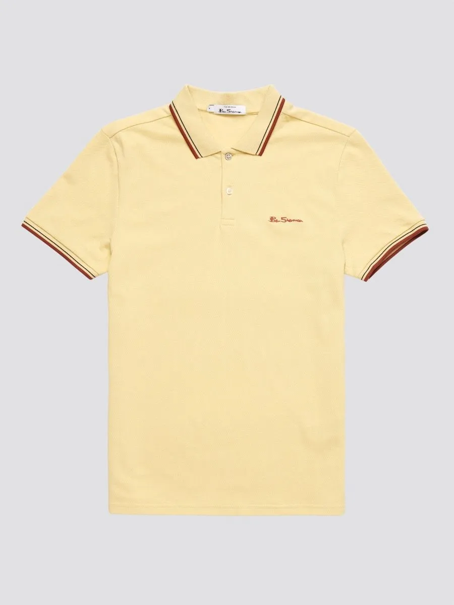 Ben Sherman Casual Short Sleeve Polo Shirt Lemon