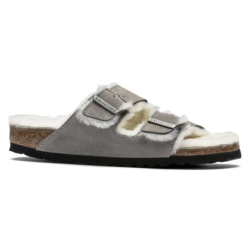 Birkenstock Arizona Shearling Lined Sandal **REGULAR/WIDE WIDTH**- Stone Coin Suede Leather