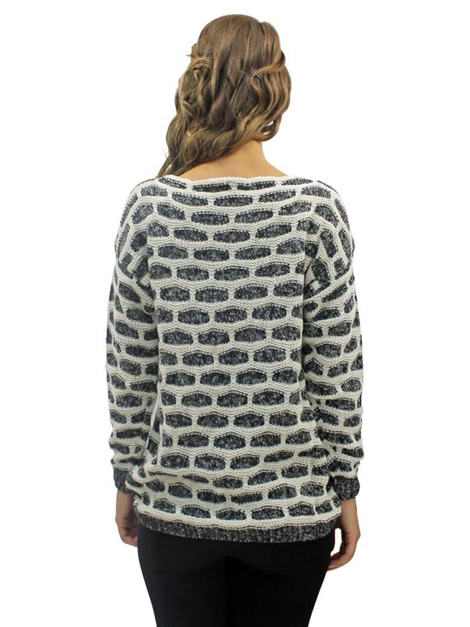 Black & White Brick Pattern Knit Sweater