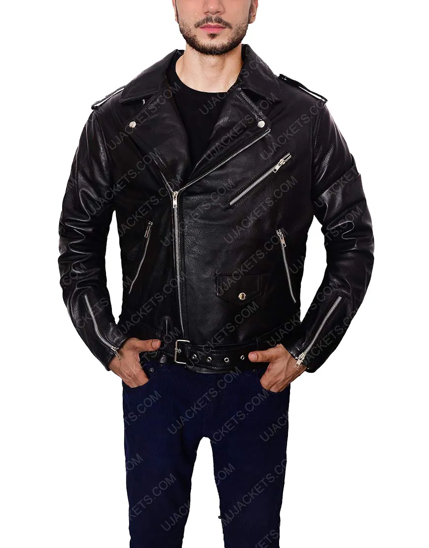 Black Leather Biker Bruce Springsteen Jacket - UJackets