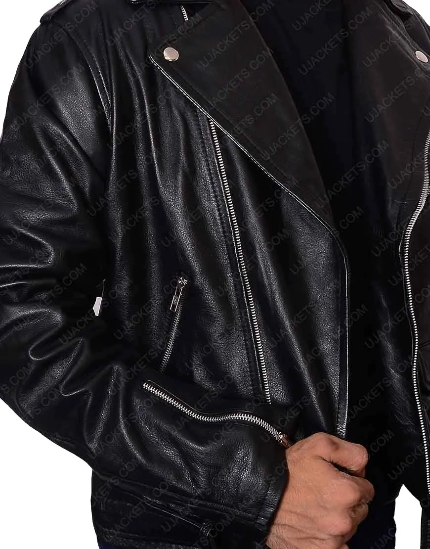 Black Leather Biker Bruce Springsteen Jacket - UJackets