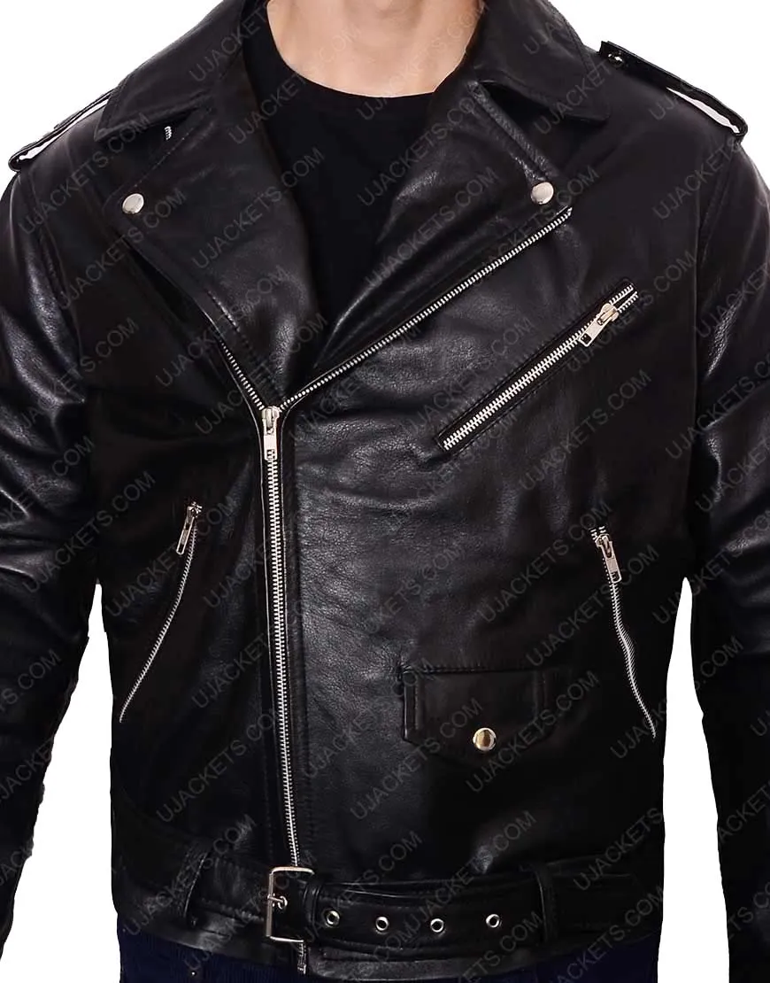 Black Leather Biker Bruce Springsteen Jacket - UJackets