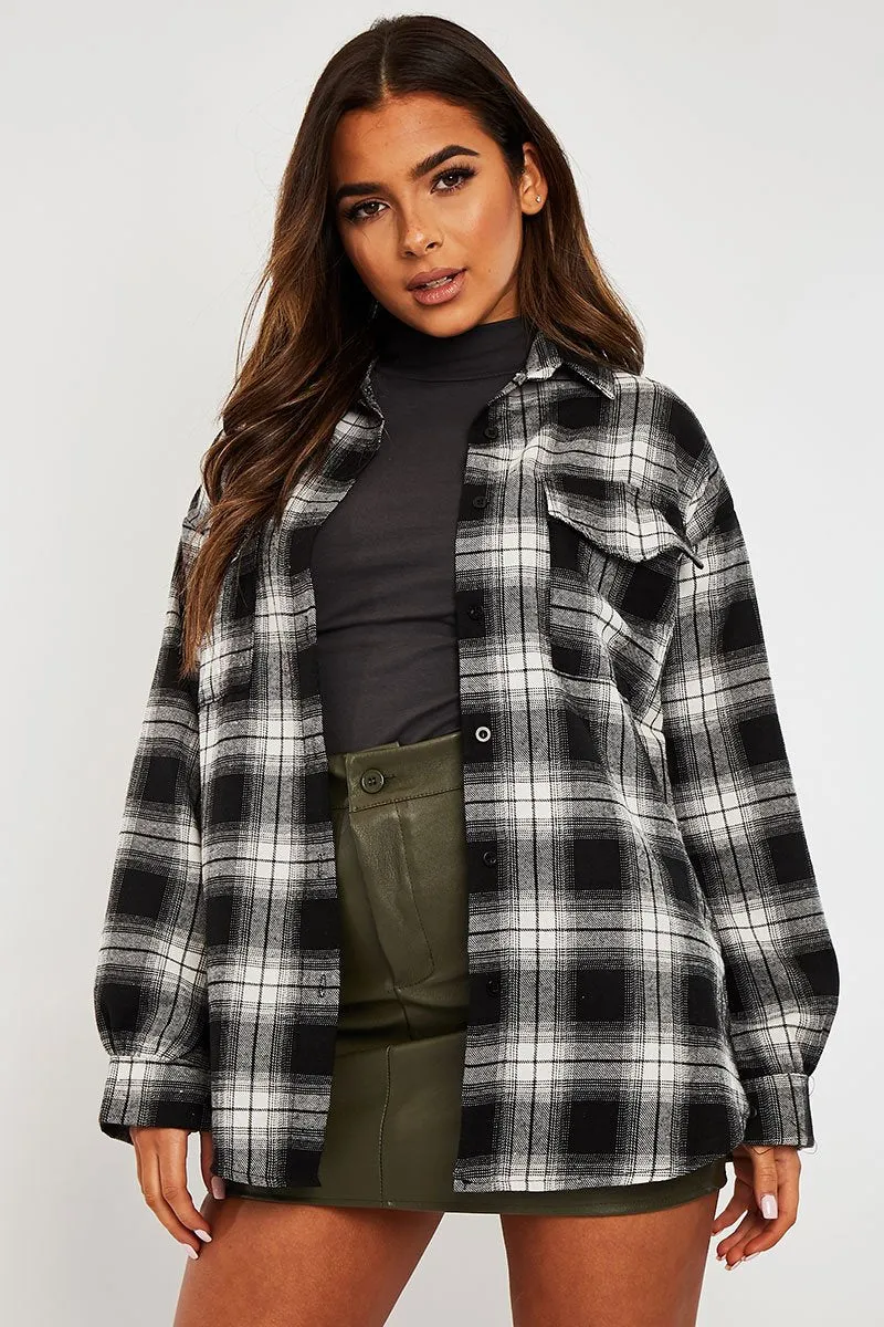 Black Oversized Check Shirt - Frona