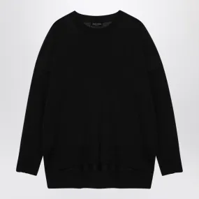 BLACK WOOL CREW-NECK SWEATER