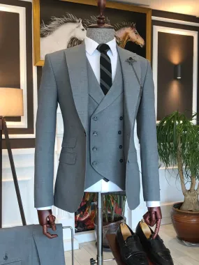 Bojoni Grey Slim-Fit Suit 3-Piece