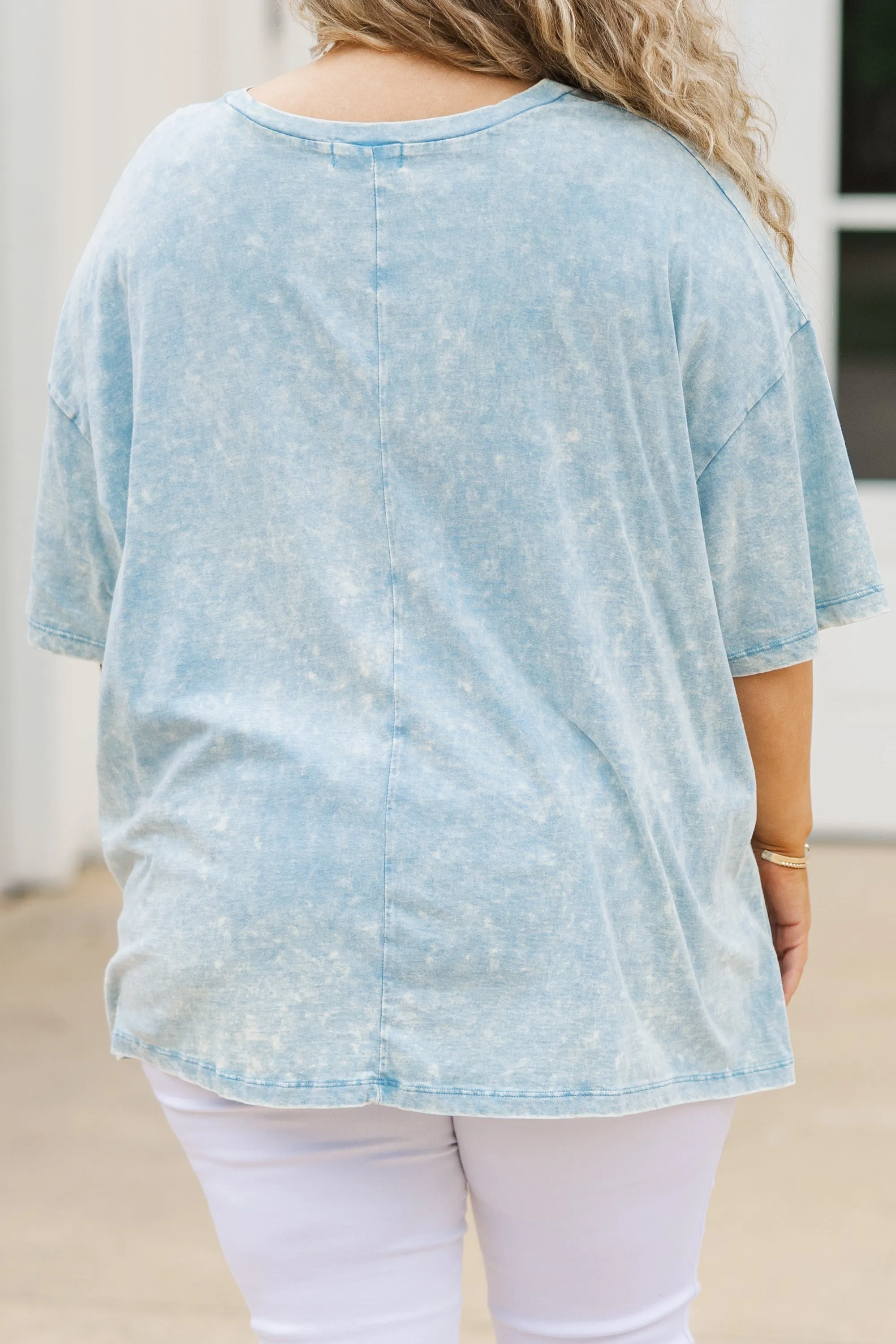 Born In 1776 Acid Wash Boyfriend Tee, Ice Blue