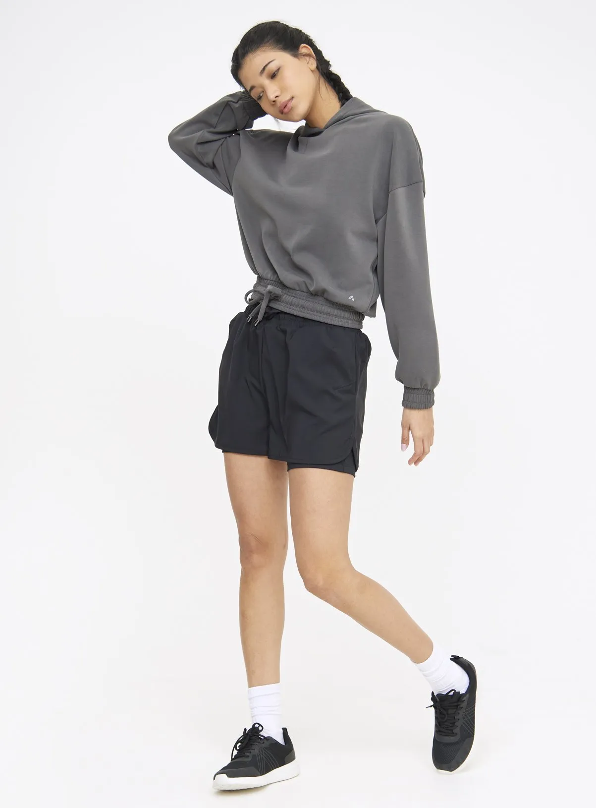 Buy Active Grey Peached Scuba Cropped Hoodie L | Hoodies and sweatshirts | Tu