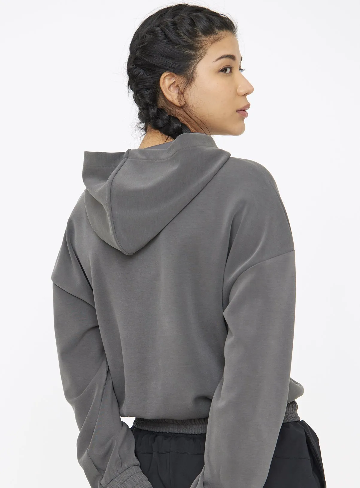 Buy Active Grey Peached Scuba Cropped Hoodie L | Hoodies and sweatshirts | Tu