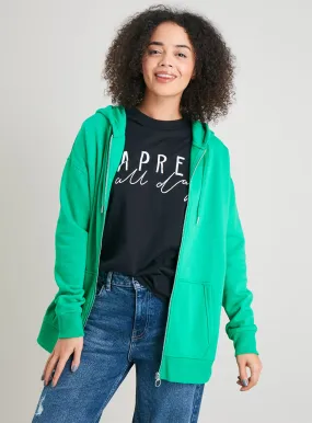 Buy Green Zip-Through Longline Hoodie M | Hoodies and sweatshirts | Tu