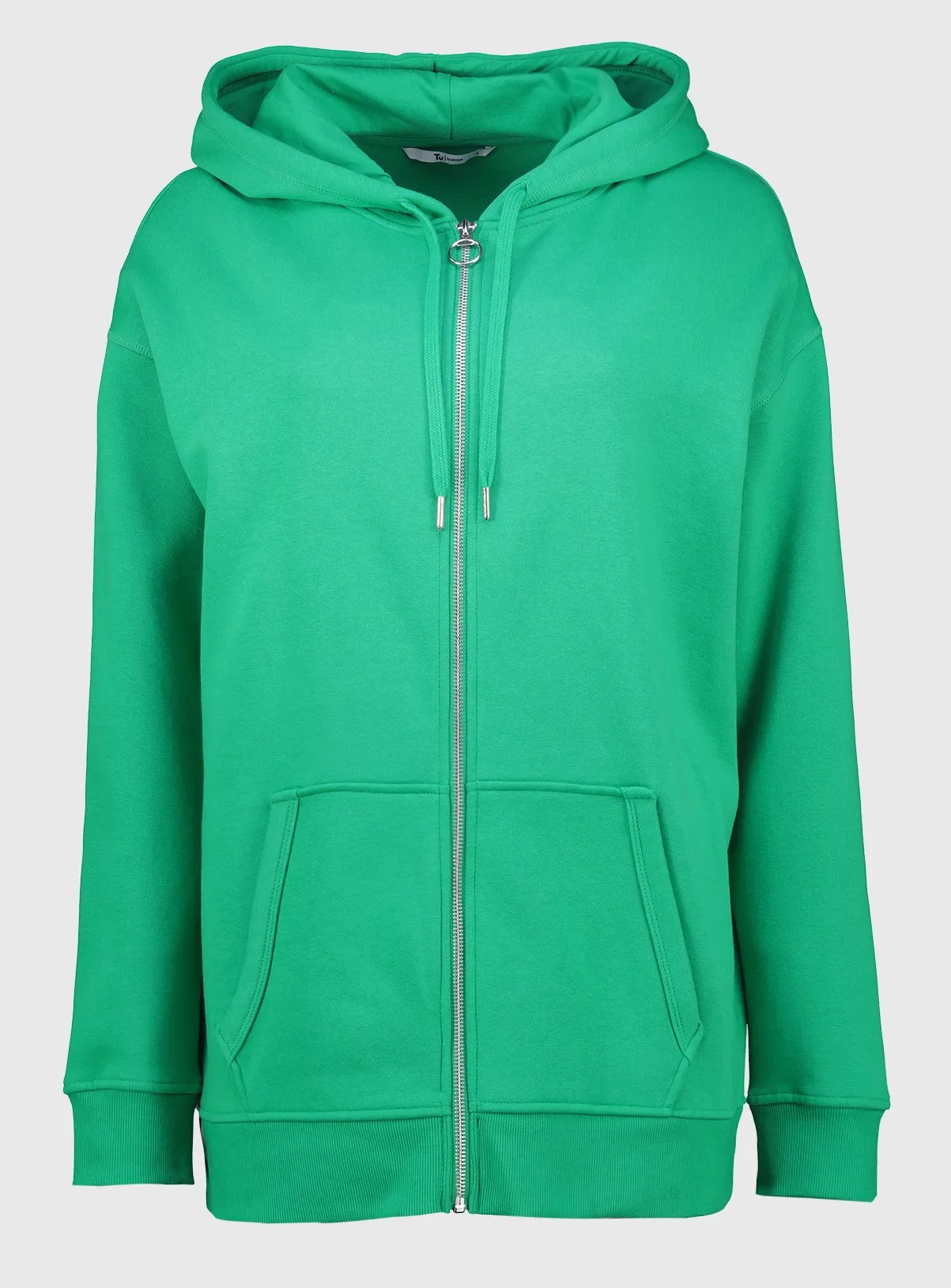 Buy Green Zip-Through Longline Hoodie M | Hoodies and sweatshirts | Tu