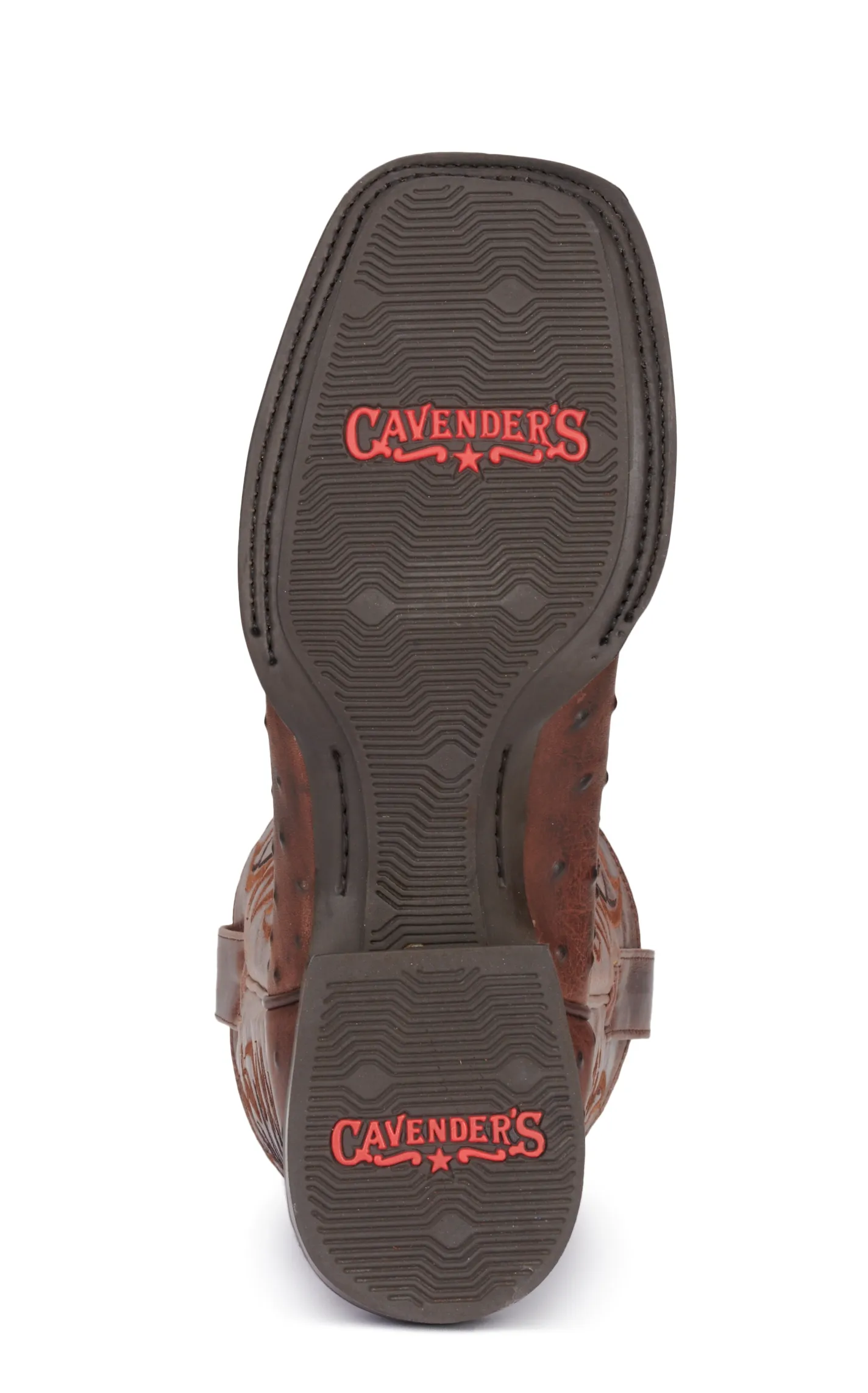 Cavender's Men's Intrepid Chocolate Ostrich Print Wide Square Toe Cowboy Boots