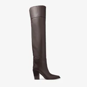 Cece Over The Knee Boot 80 Coffee Leather Over-The-Knee Boots