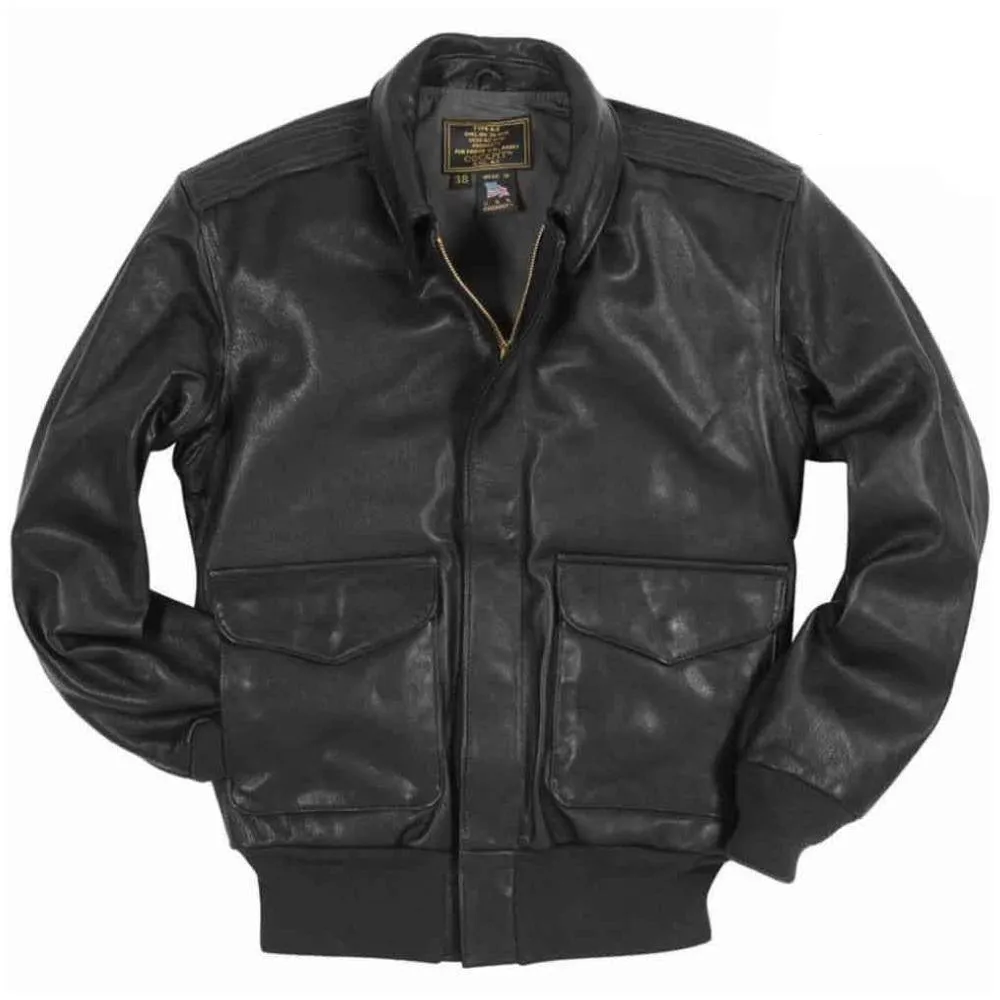 Cockpit USA Mens USAF Goatskin A-2 Flight Jacket - Brown