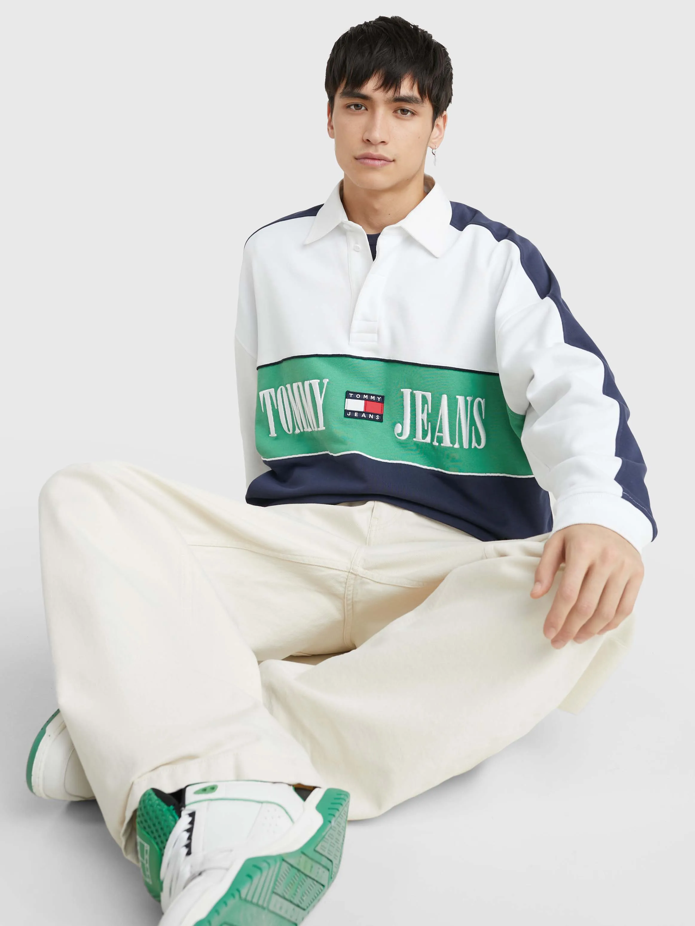 Colour-Blocked Logo Oversized Rugby Shirt | Sweatshirts & Hoodies | Tommy Jeans