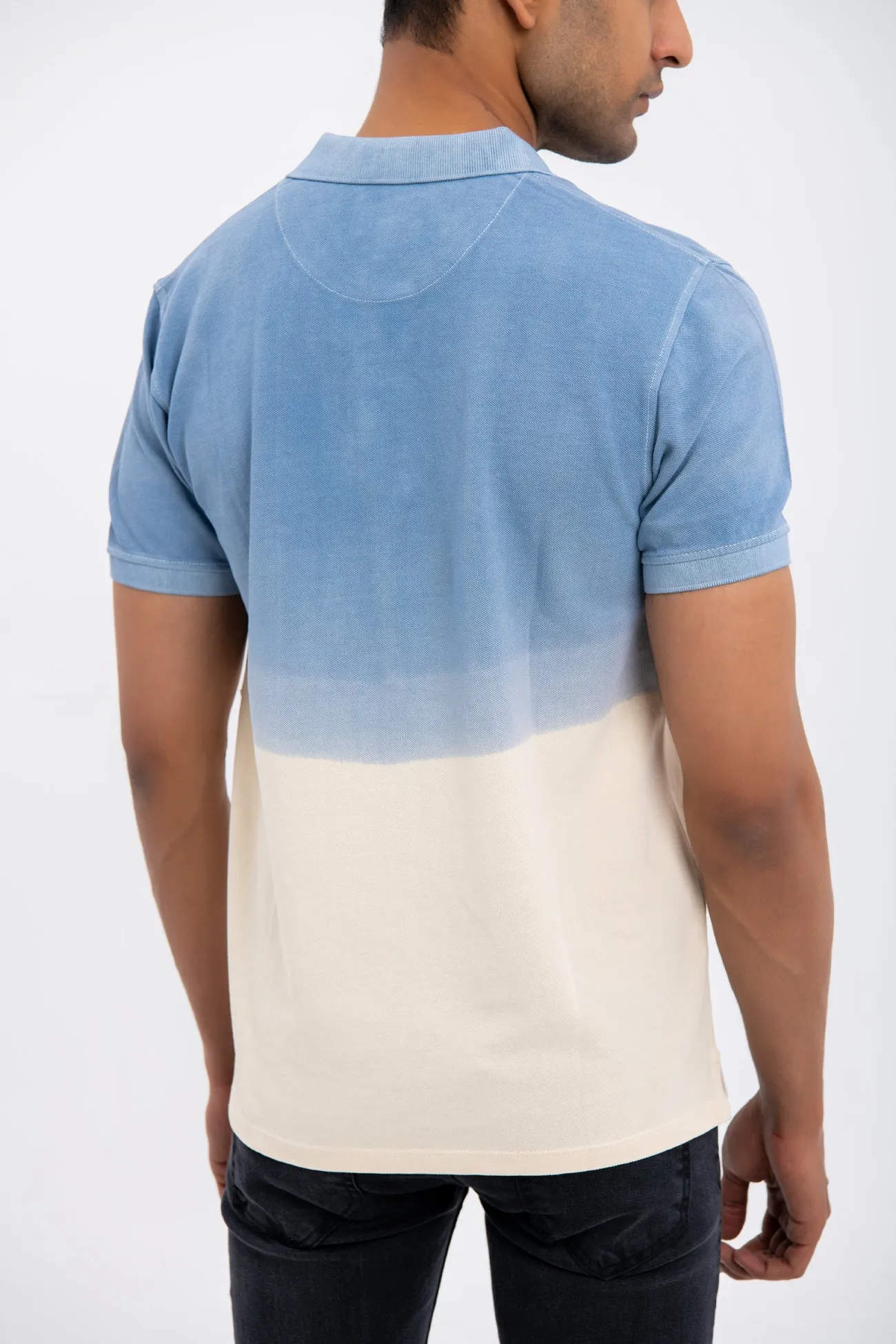 CONTRAST DIP DYED POLO SHIRT