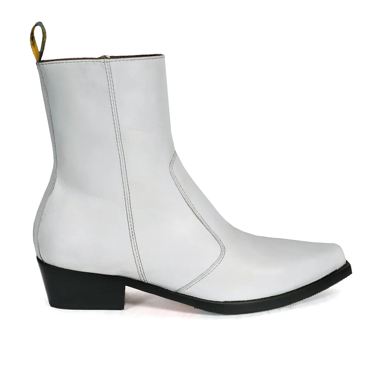 Cuban Heel Cowboy Boot in Genuine White Leather