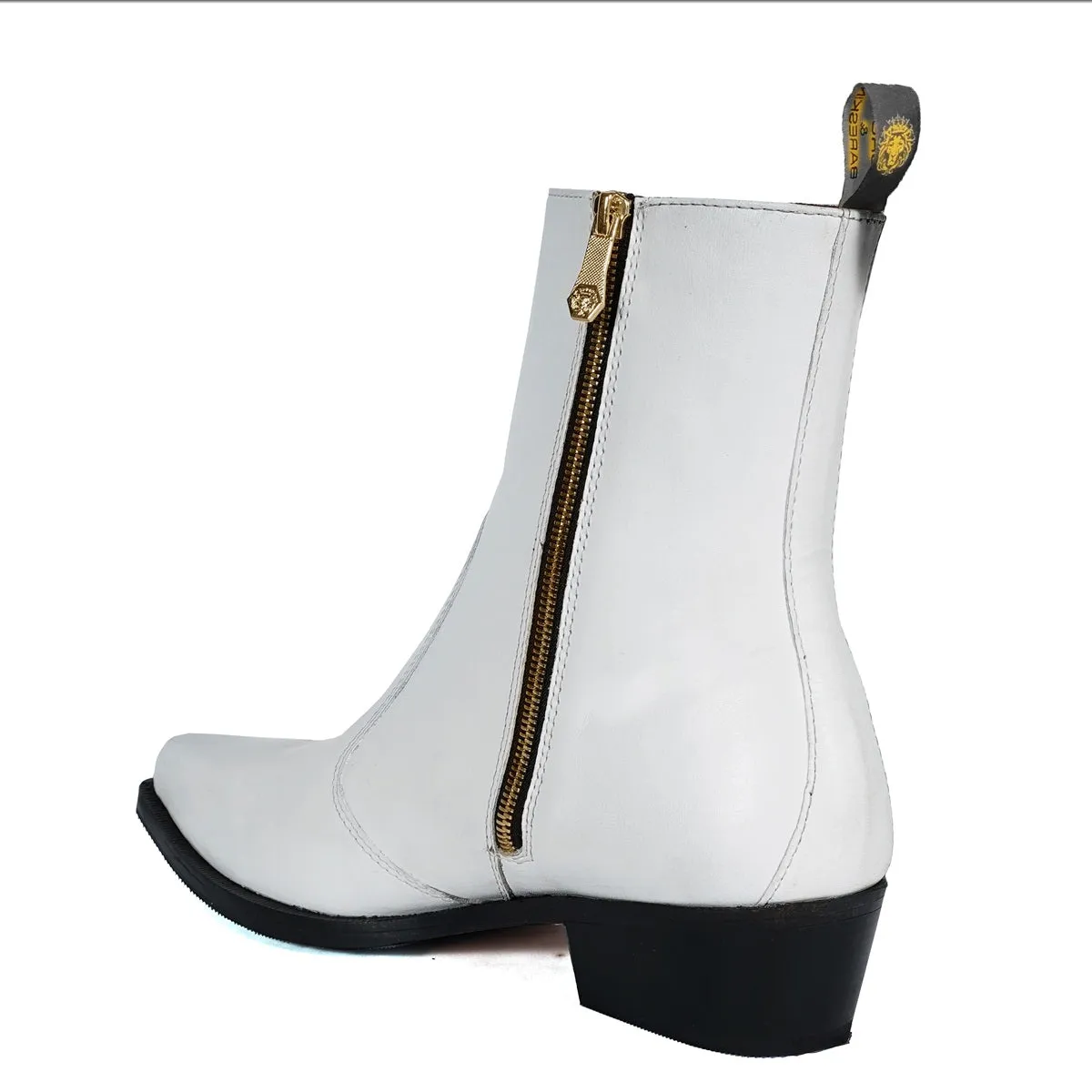 Cuban Heel Cowboy Boot in Genuine White Leather