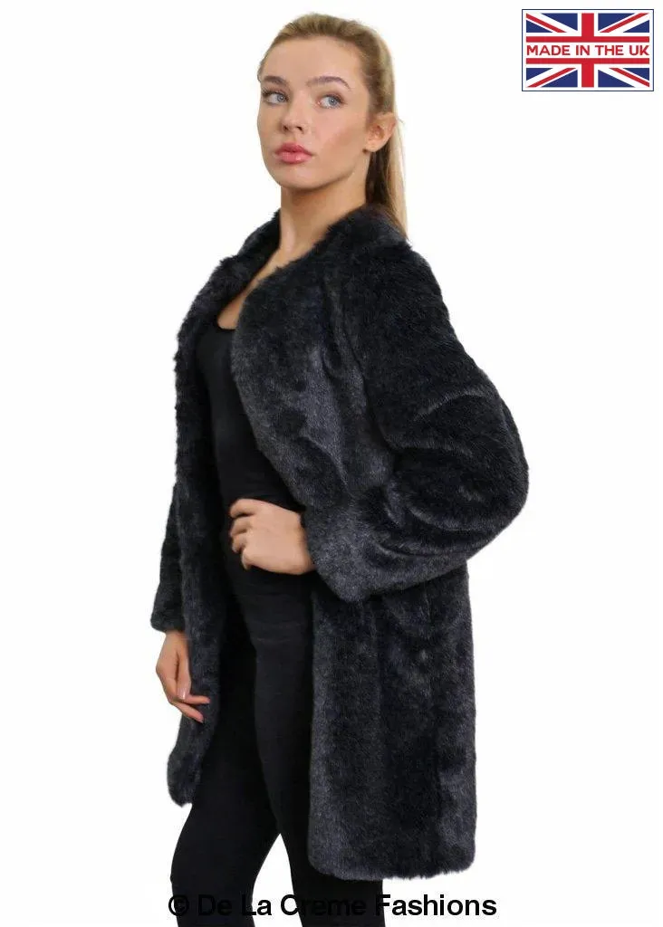 De La Creme Womens Faux Fur Classic Coat