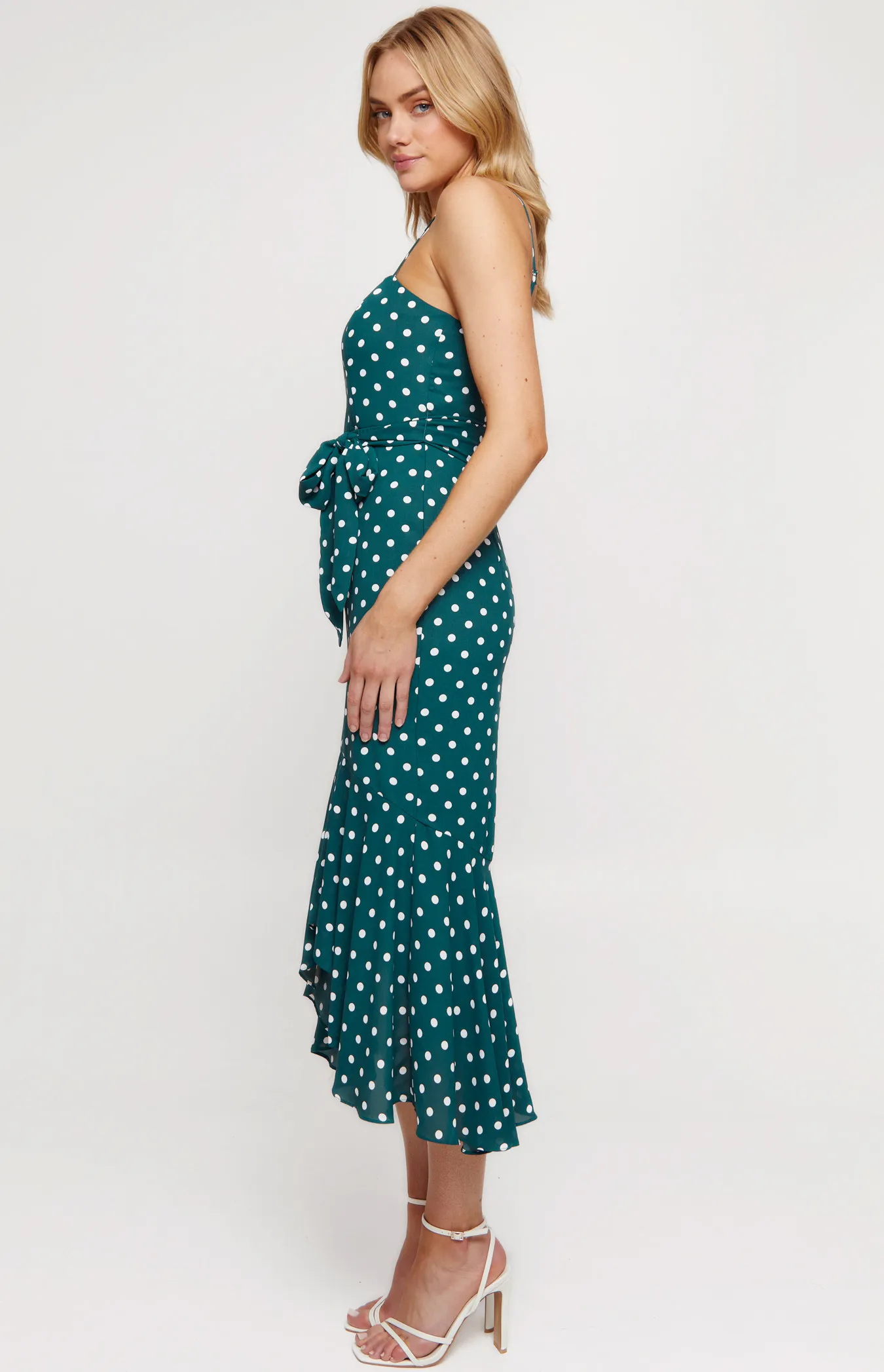 Dotted Singlet Strap Midi Dress (SDR672A)