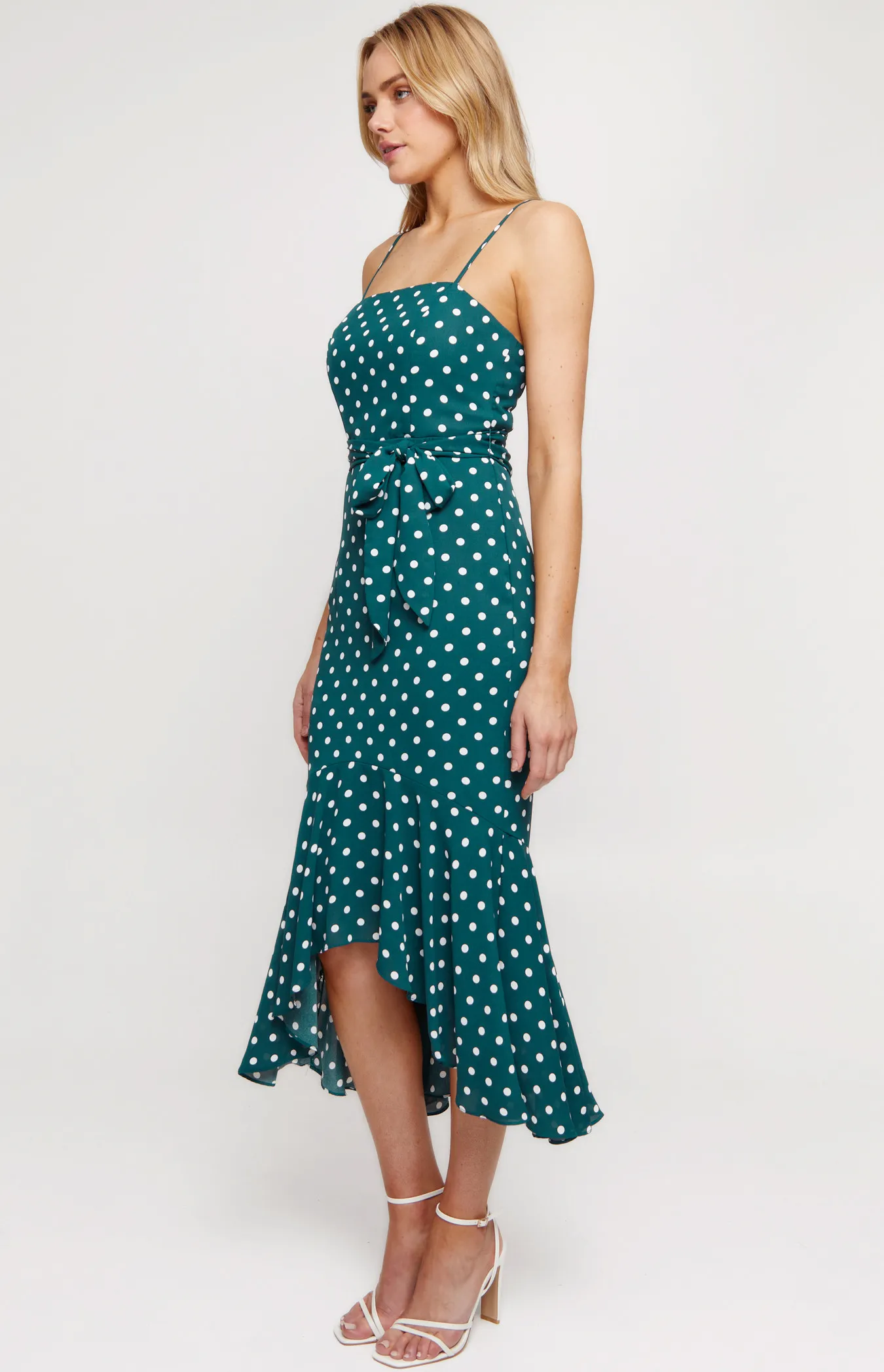 Dotted Singlet Strap Midi Dress (SDR672A)