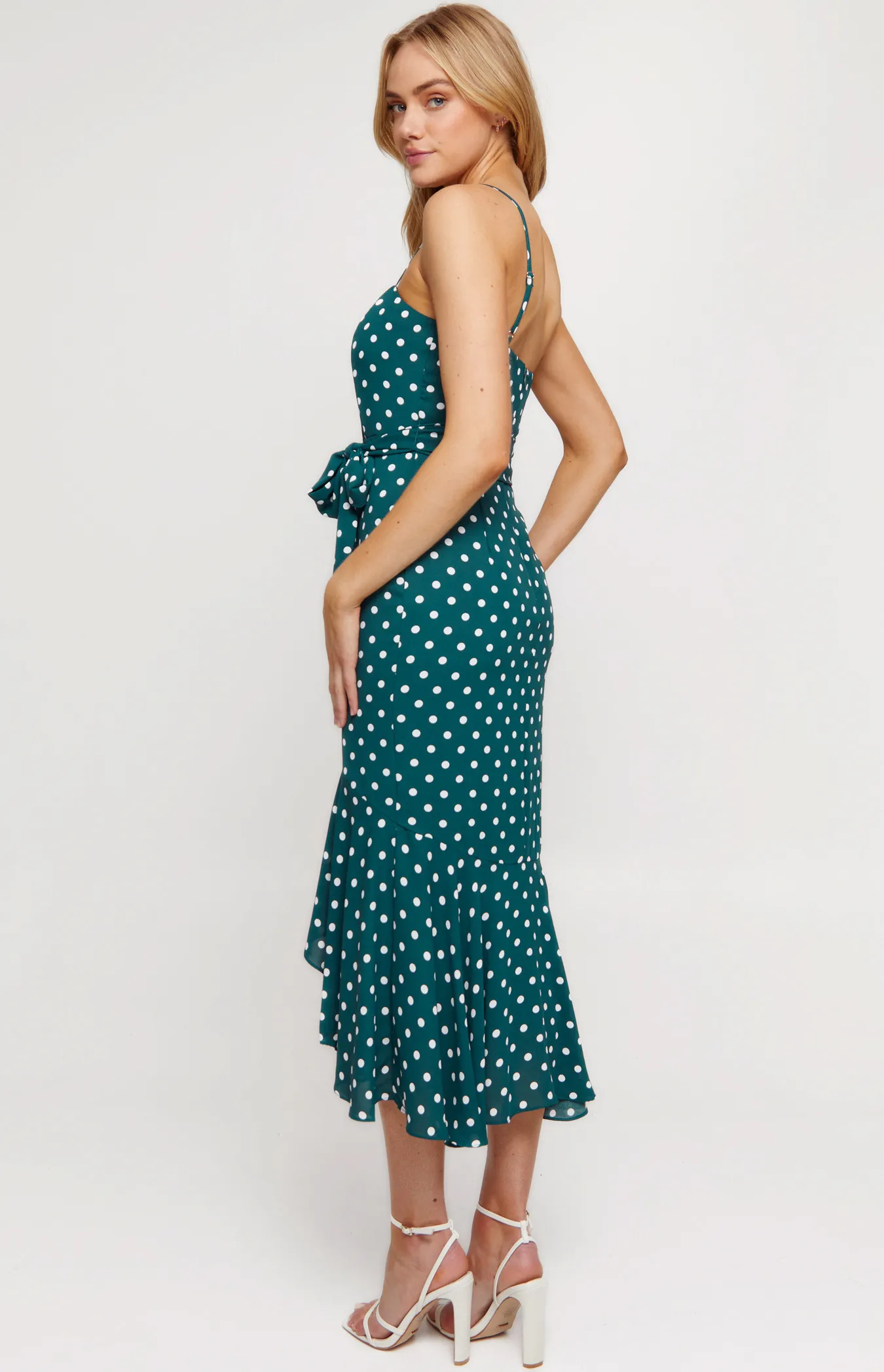 Dotted Singlet Strap Midi Dress (SDR672A)