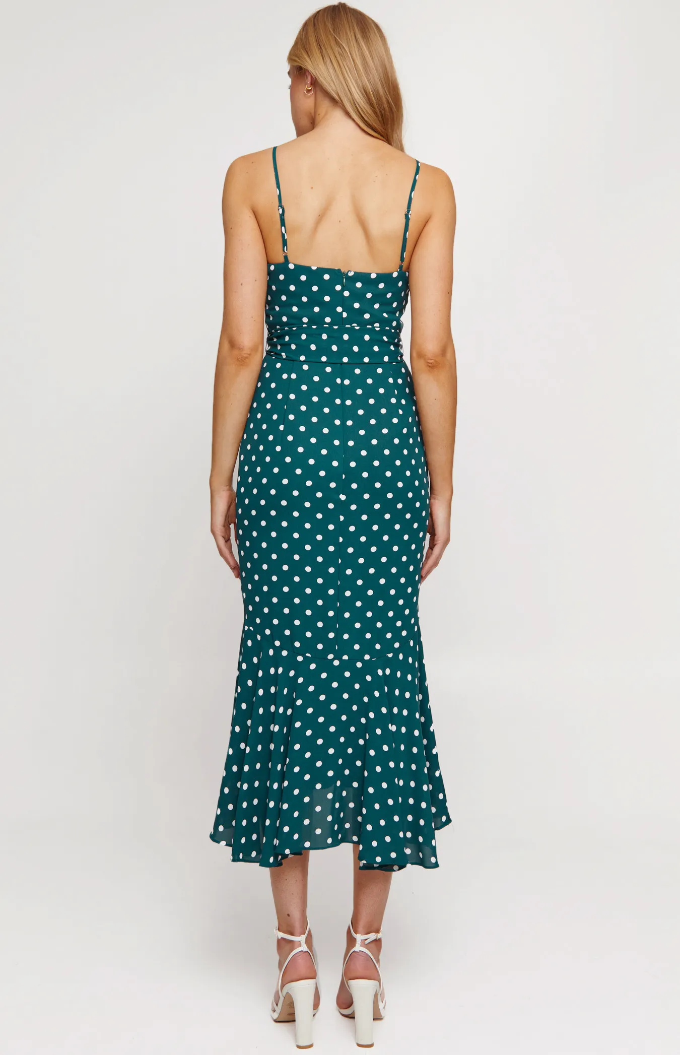 Dotted Singlet Strap Midi Dress (SDR672A)