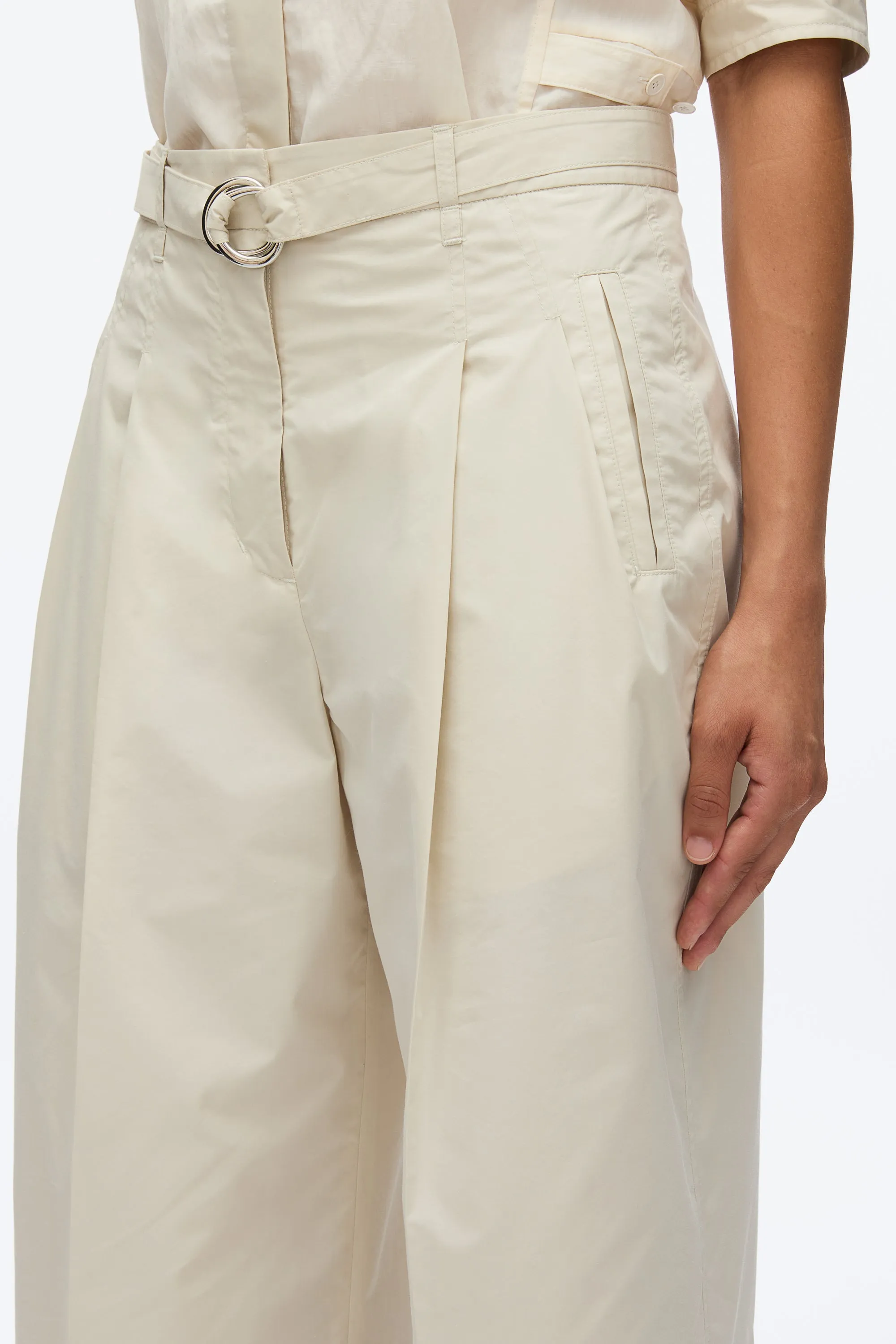 Double Pleat Wide Cropped Pant