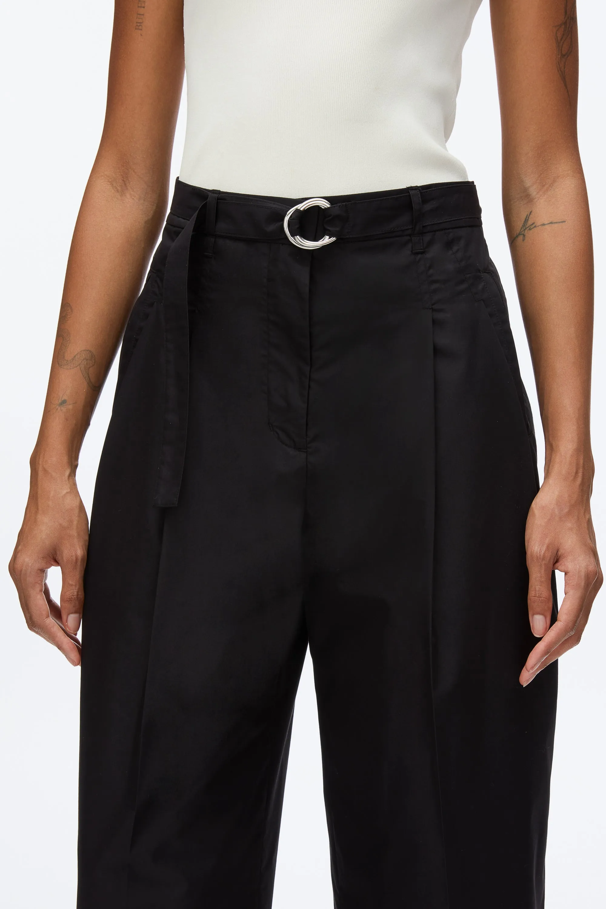 Double Pleat Wide Cropped Pant