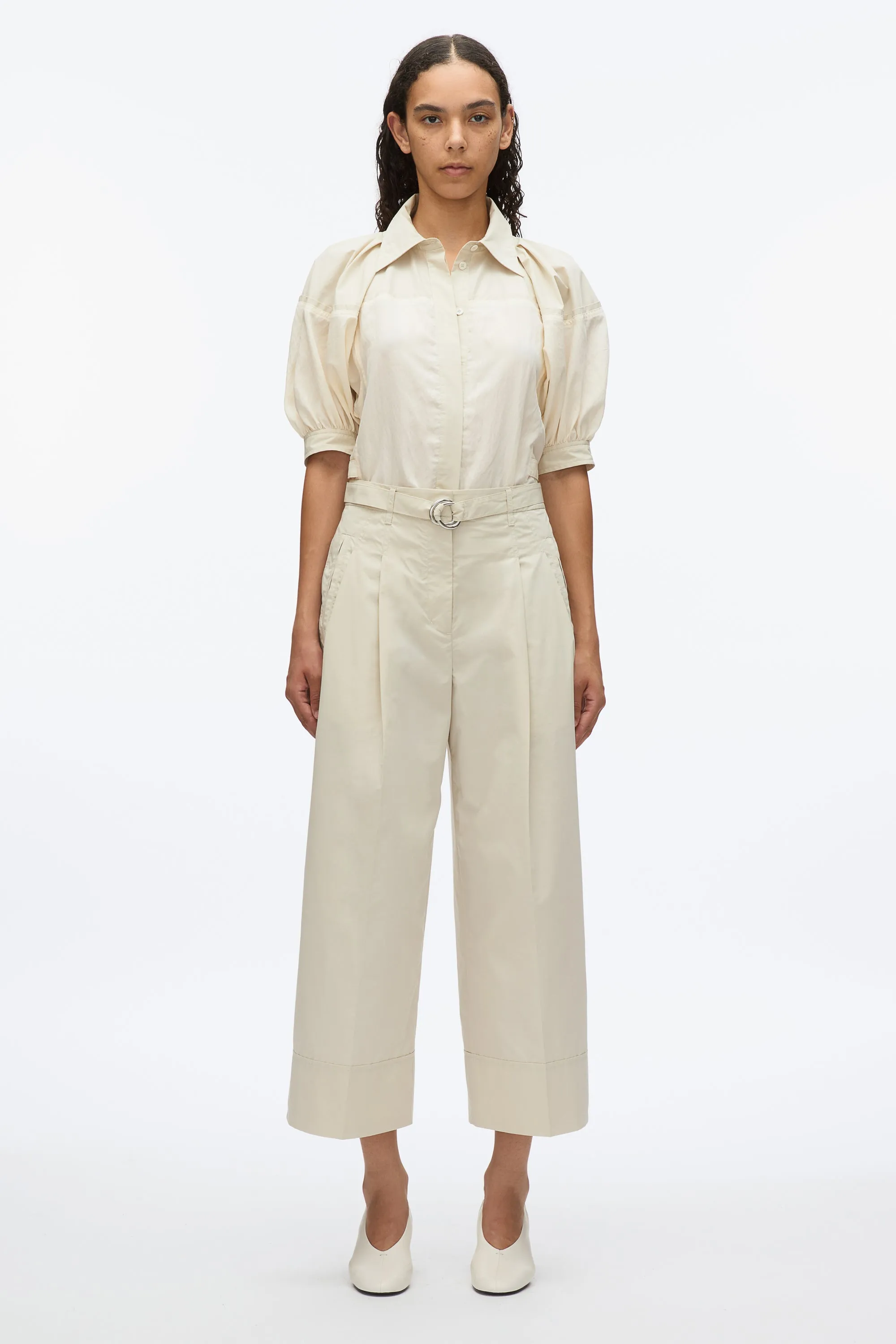 Double Pleat Wide Cropped Pant