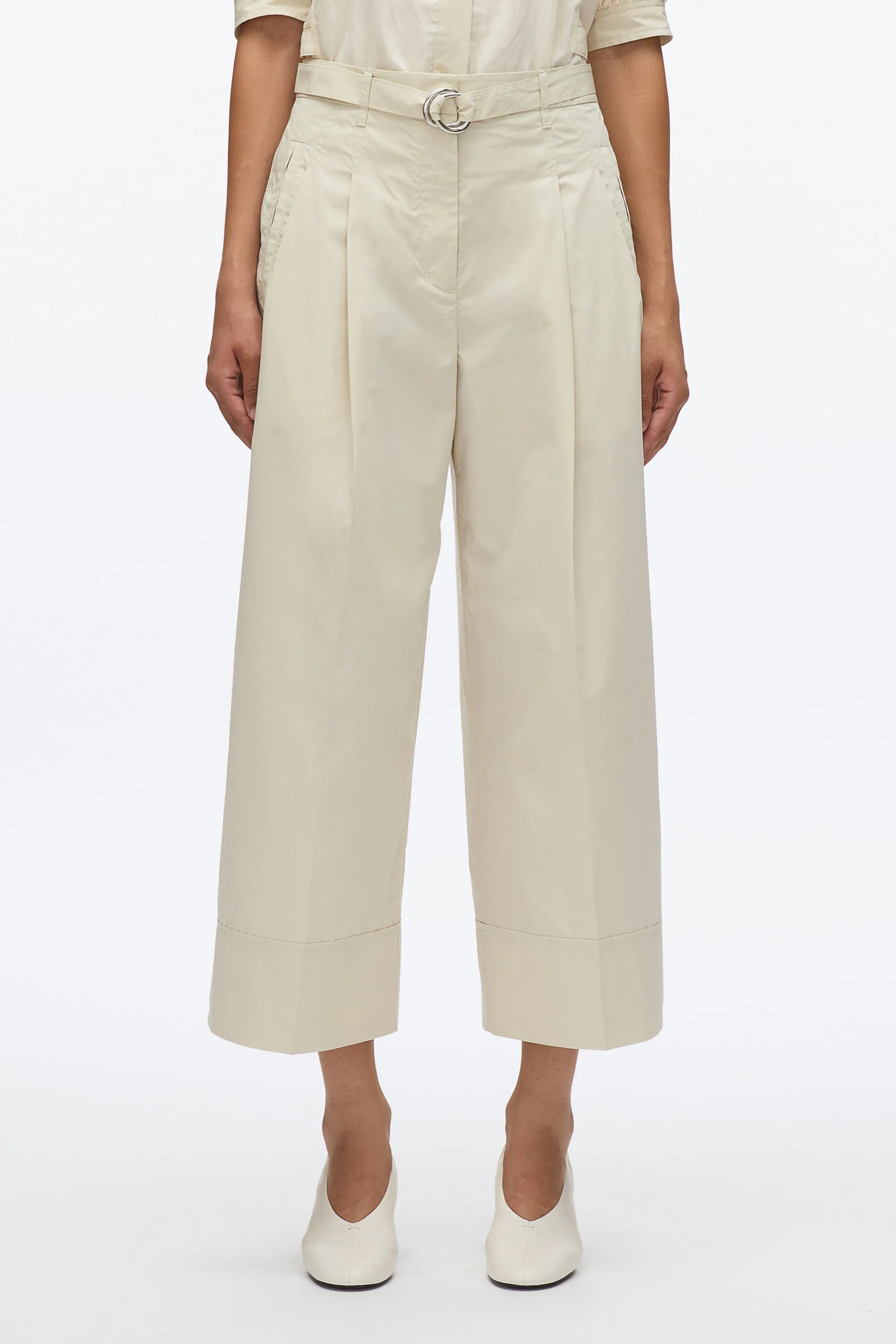 Double Pleat Wide Cropped Pant