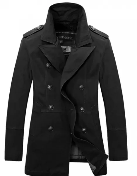 Double Breasted Trench Coat for Men with Slim Fit Cut