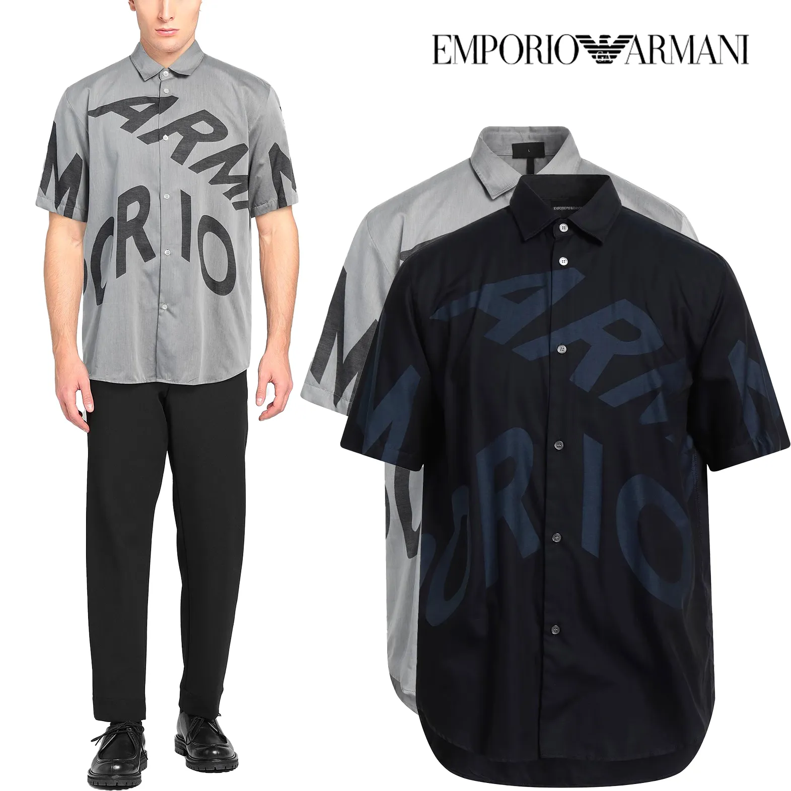 EMPORIO ARMANI  |Cotton Short Sleeves Logo Shirts