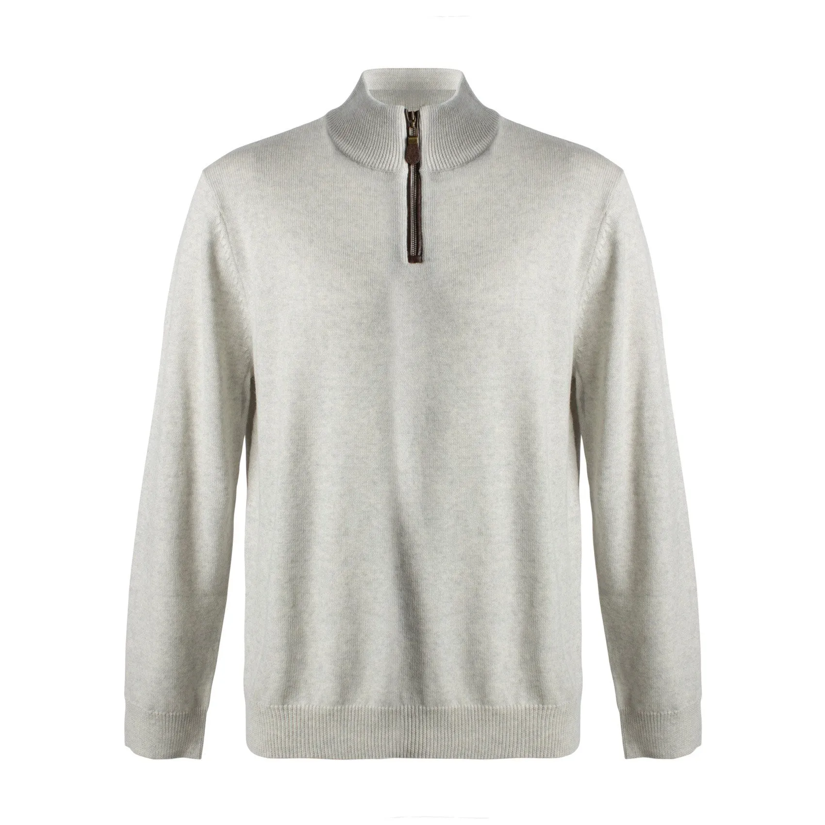 Extra Fine 'Zegna Baruffa' Merino Wool Quarter-Zip Sweater in Winter White by Viyella