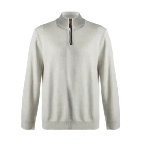 Extra Fine 'Zegna Baruffa' Merino Wool Quarter-Zip Sweater in Winter White by Viyella